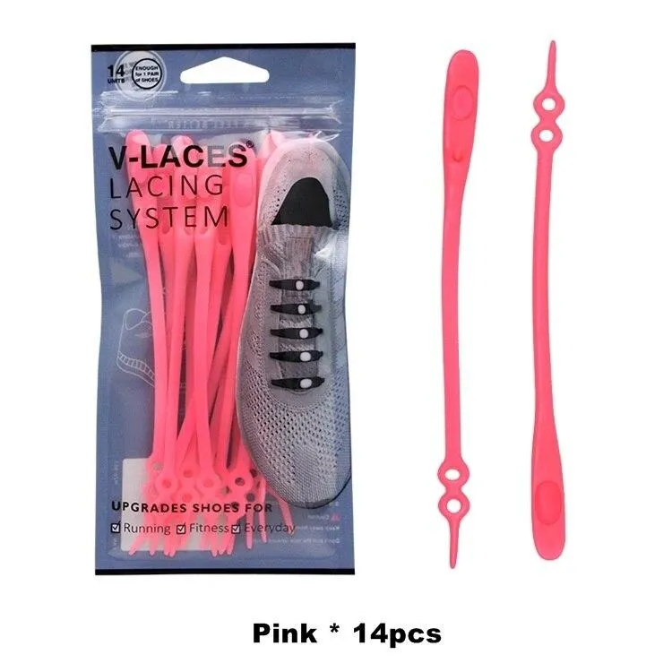 12 Piece Set Unisex Silicone Round Elastic Tieless Shoelaces