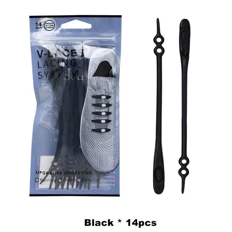 12 Piece Set Unisex Silicone Round Elastic Tieless Shoelaces