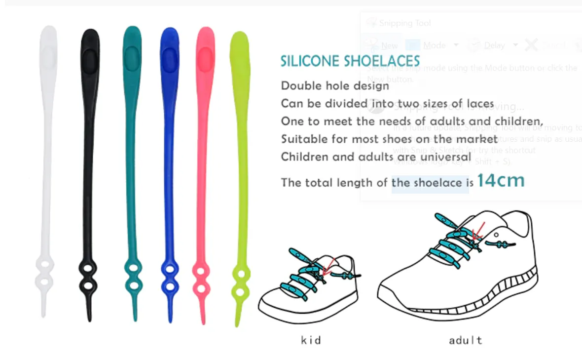 12 Piece Set Unisex Silicone Round Elastic Tieless Shoelaces