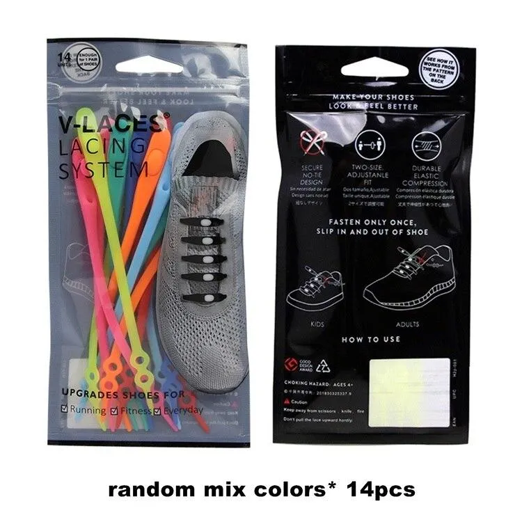 12 Piece Set Unisex Silicone Round Elastic Tieless Shoelaces