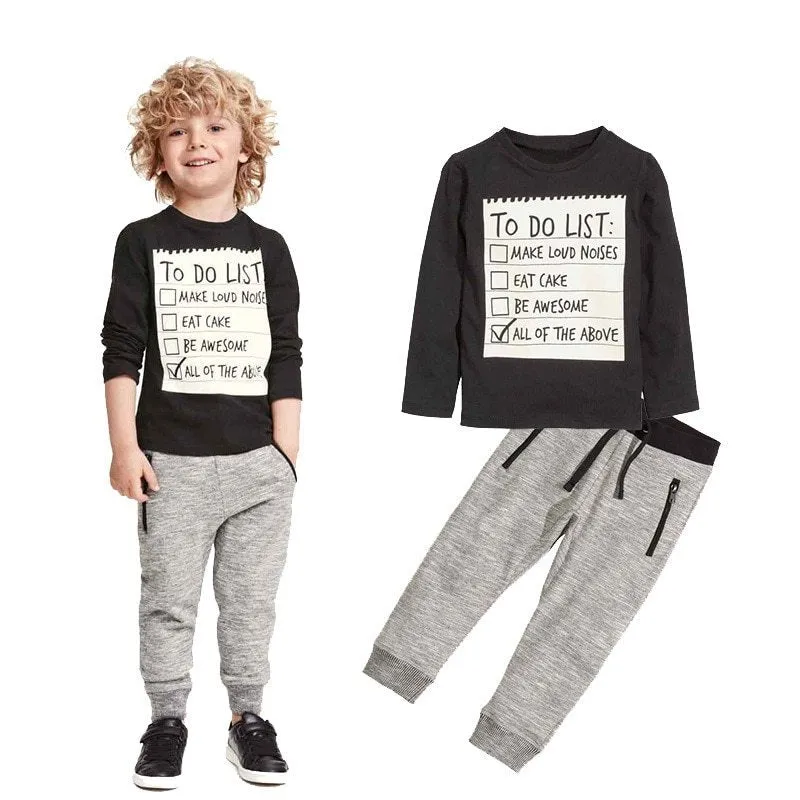 2pcs Boys Clothing Set – T-shirt & Pants for 3-7 Years, Spring/Autumn.