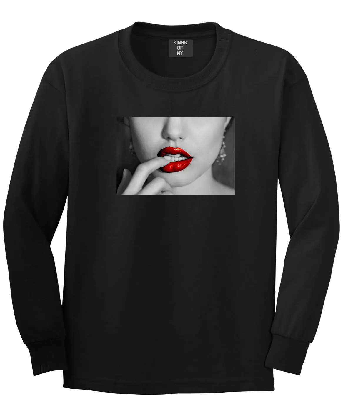 Angelina Red Lips Sexy Long Sleeve T-Shirt