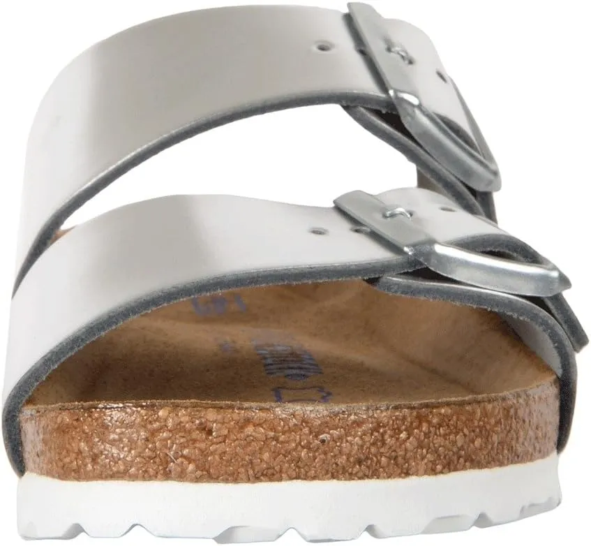 Arizona Soft Footbed Flat Sandals - Metallic Leather Birkenstock, Metallic Silver Leather 1