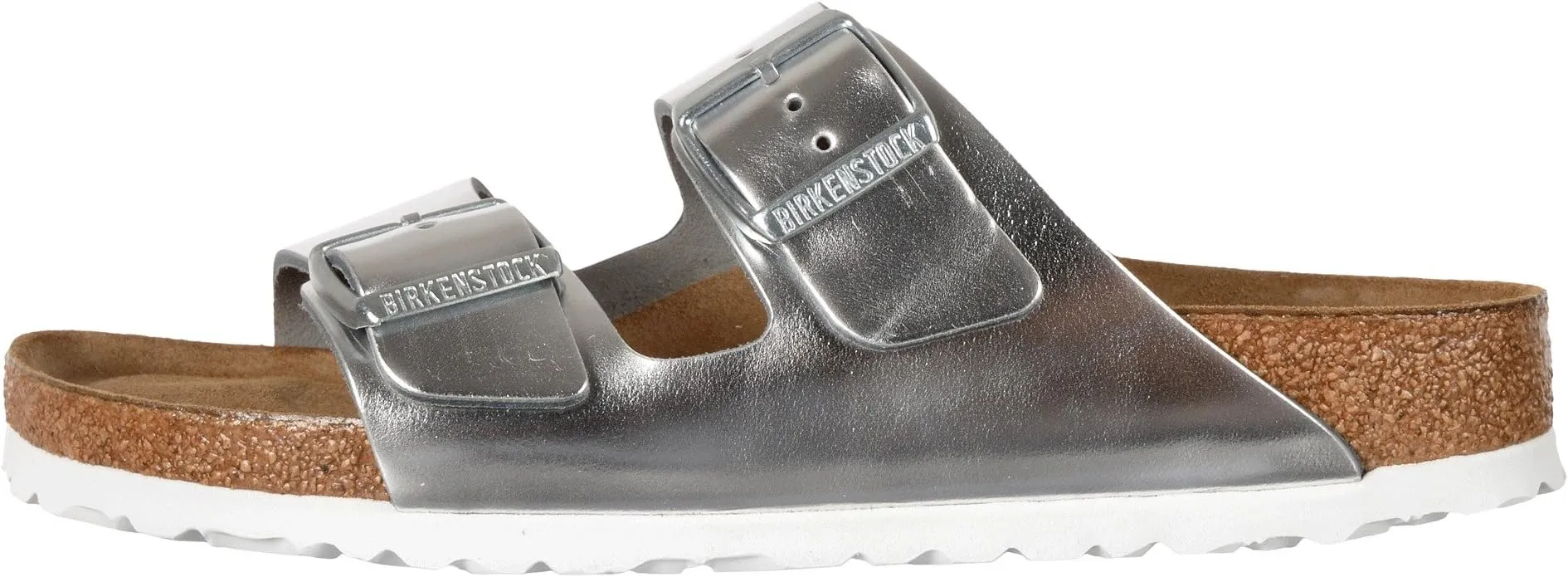 Arizona Soft Footbed Flat Sandals - Metallic Leather Birkenstock, Metallic Silver Leather 1