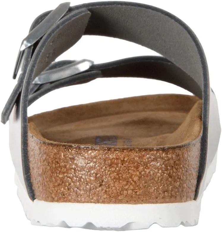 Arizona Soft Footbed Flat Sandals - Metallic Leather Birkenstock, Metallic Silver Leather 1