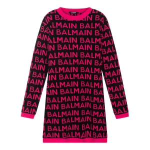 Balmain Fuchsia Logo Dress