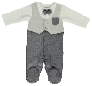 Bebetto Grey Sleepsuit with Bow (3-9mths)