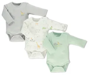 Bebetto Long Sleeve Bodysuits Funny Safari 3-Pack (0-12mths)