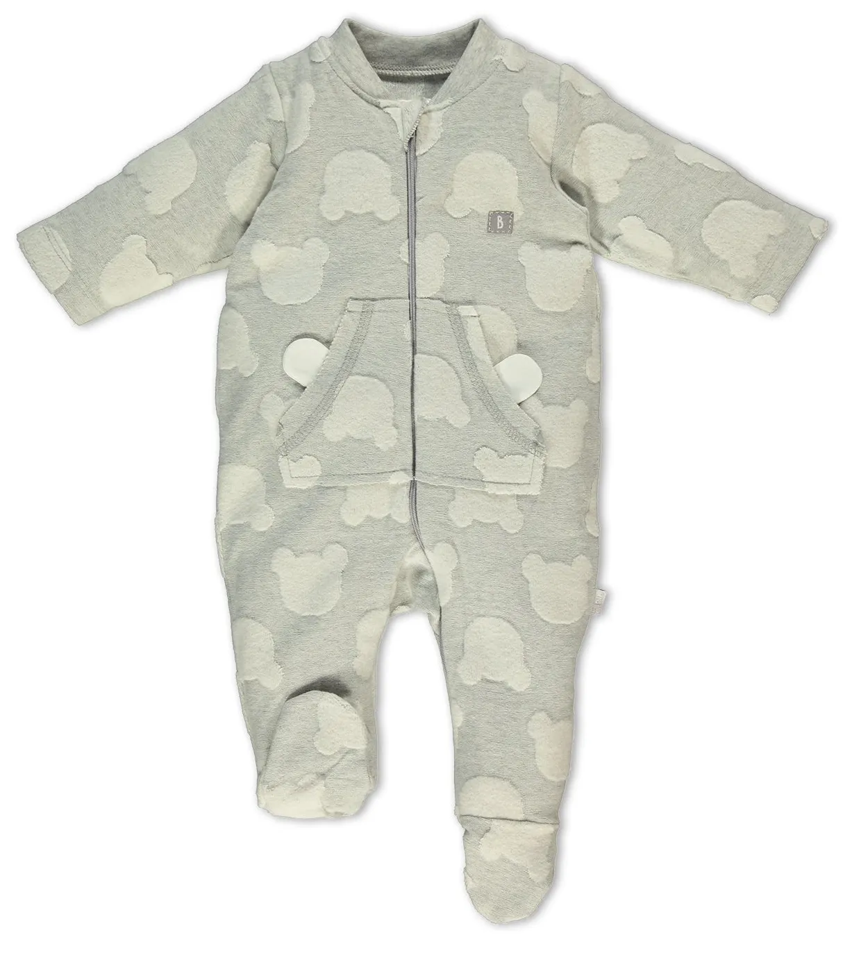 Bebetto Zip Cotton Sleepsuit Bears Grey (0-9mths)