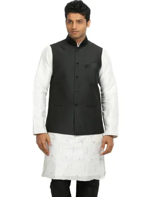 Black Ethnic Jackets With Art Silk