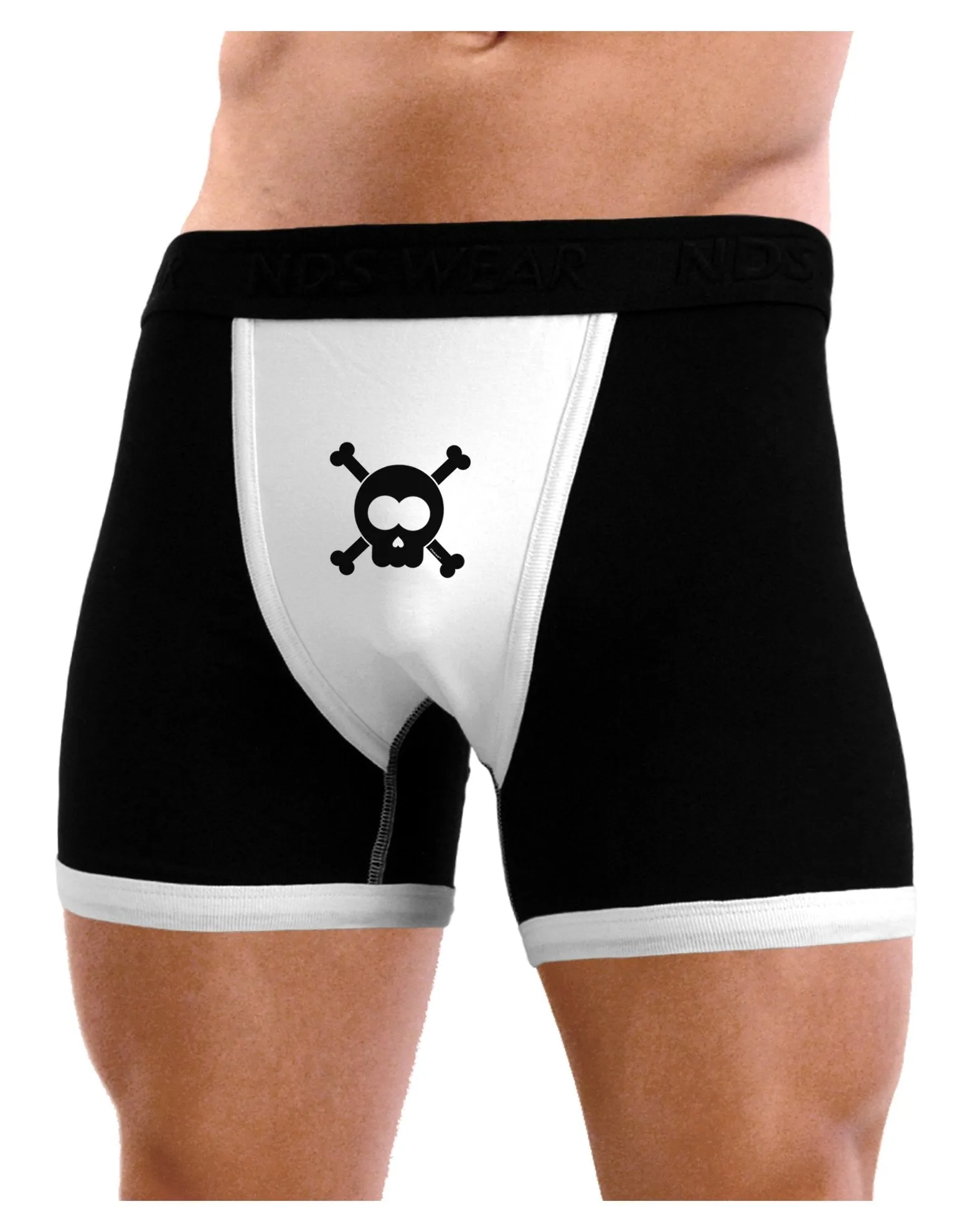 Black Skull and Crossbones Mens Boxer Brief Underwear