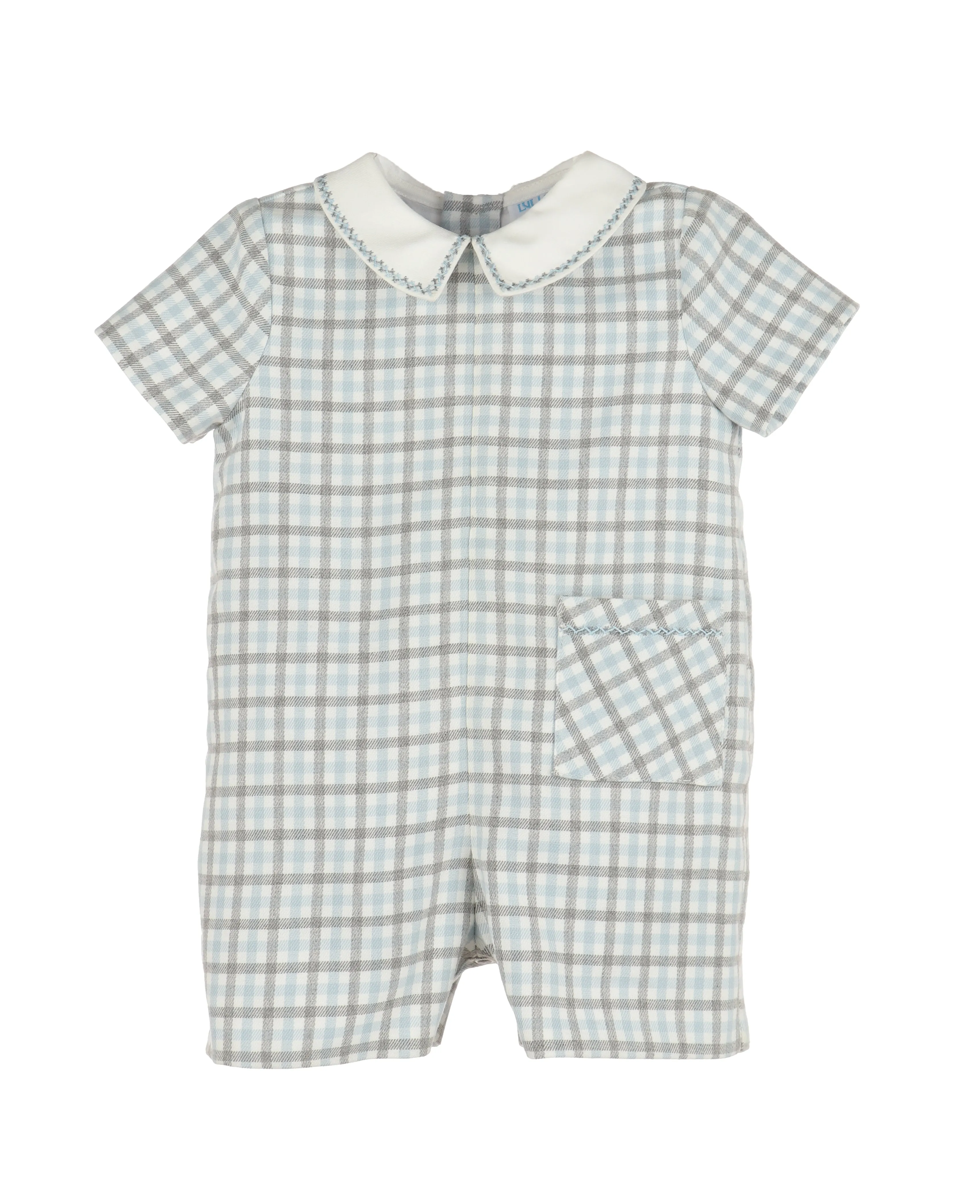 Blue Gingham Check Romper - Select Size