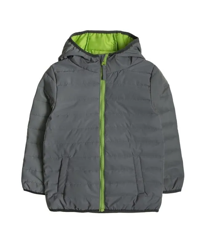 Boys Jacket Gray Reflective Puffer