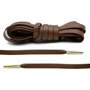 Brown Luxury Leather Laces - Gold Plated