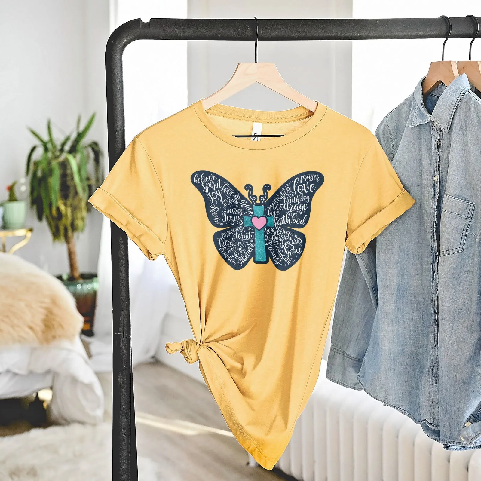 Christian Butterfly Tee Shirts For Women - Christian Shirts for Women - Religious Tee Shirts