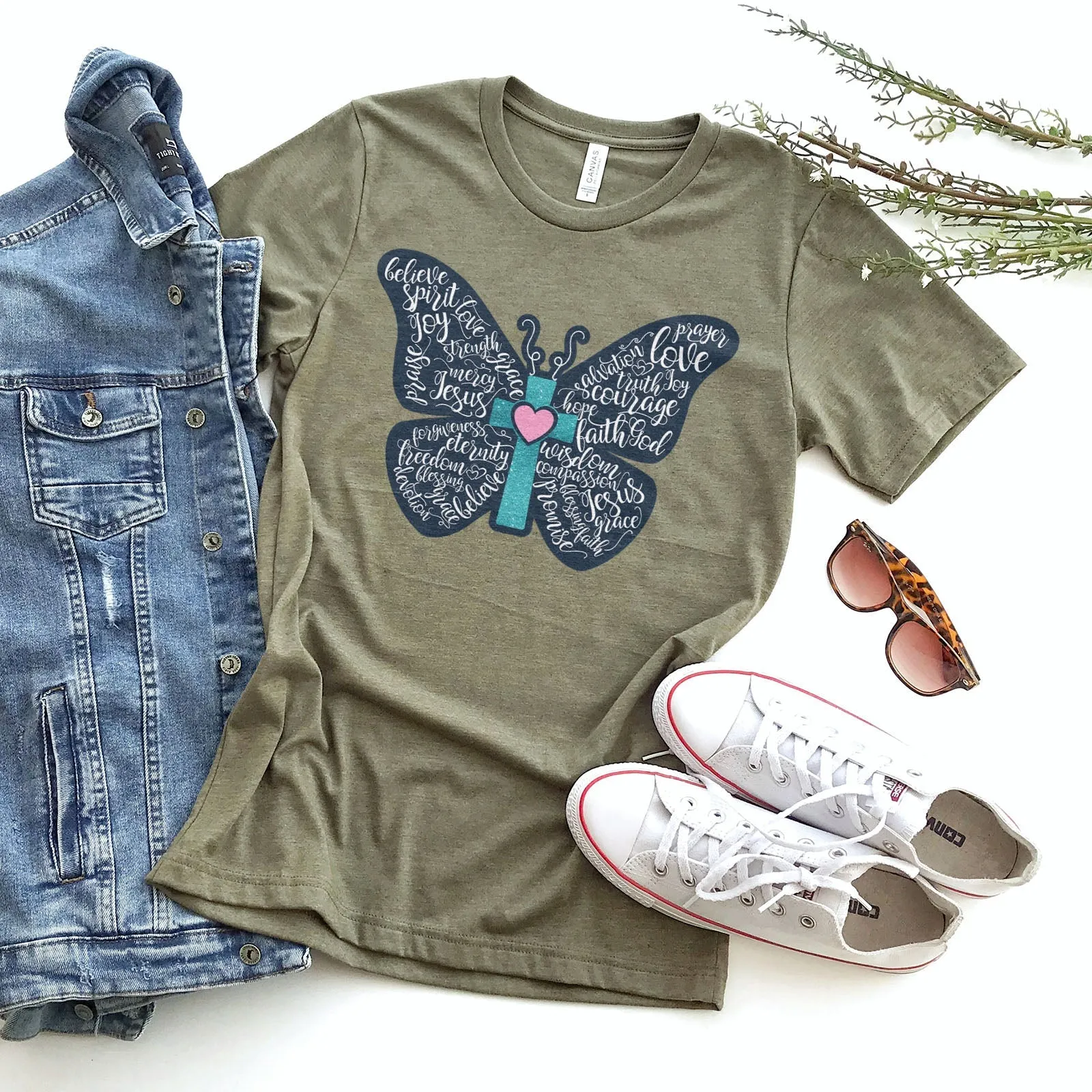 Christian Butterfly Tee Shirts For Women - Christian Shirts for Women - Religious Tee Shirts