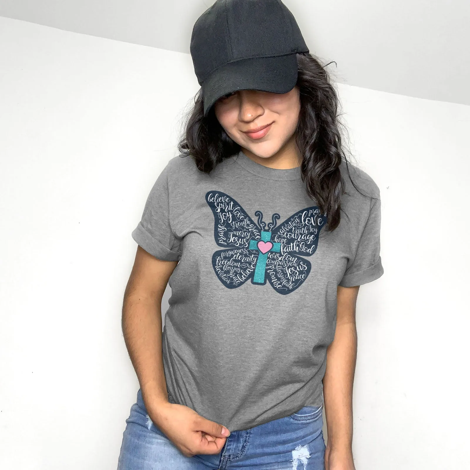 Christian Butterfly Tee Shirts For Women - Christian Shirts for Women - Religious Tee Shirts