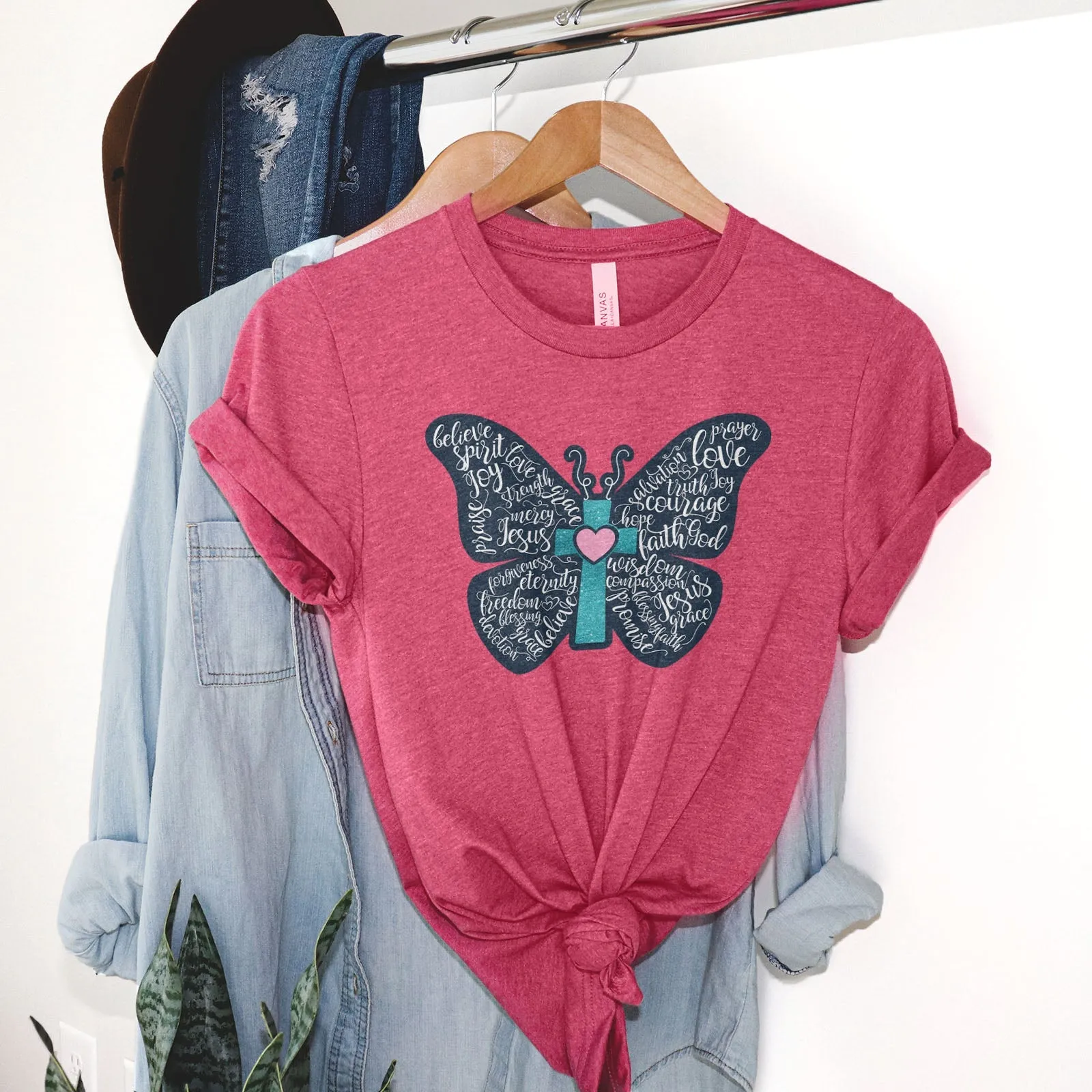 Christian Butterfly Tee Shirts For Women - Christian Shirts for Women - Religious Tee Shirts