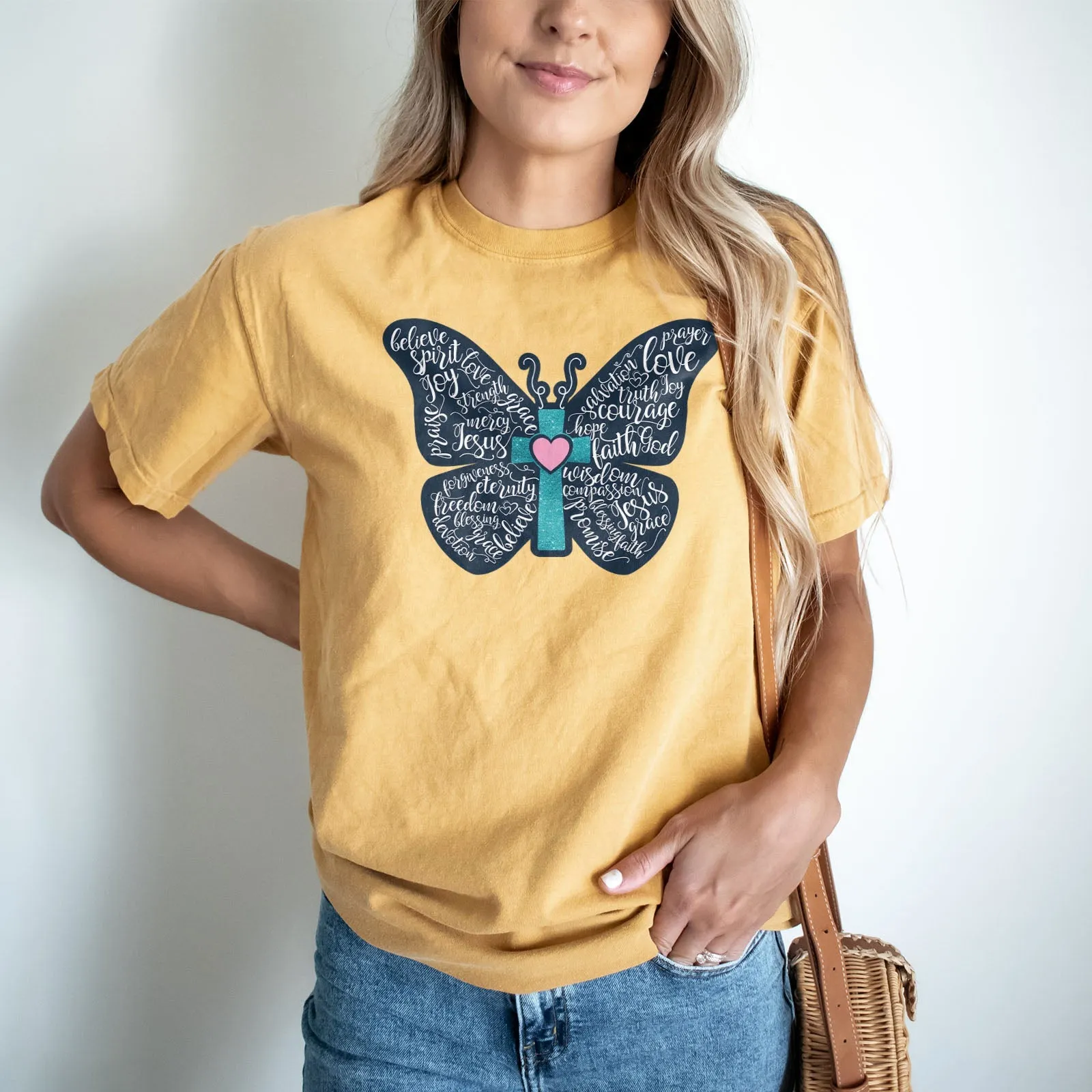 Christian Butterfly Tee Shirts For Women - Christian Shirts for Women - Religious Tee Shirts