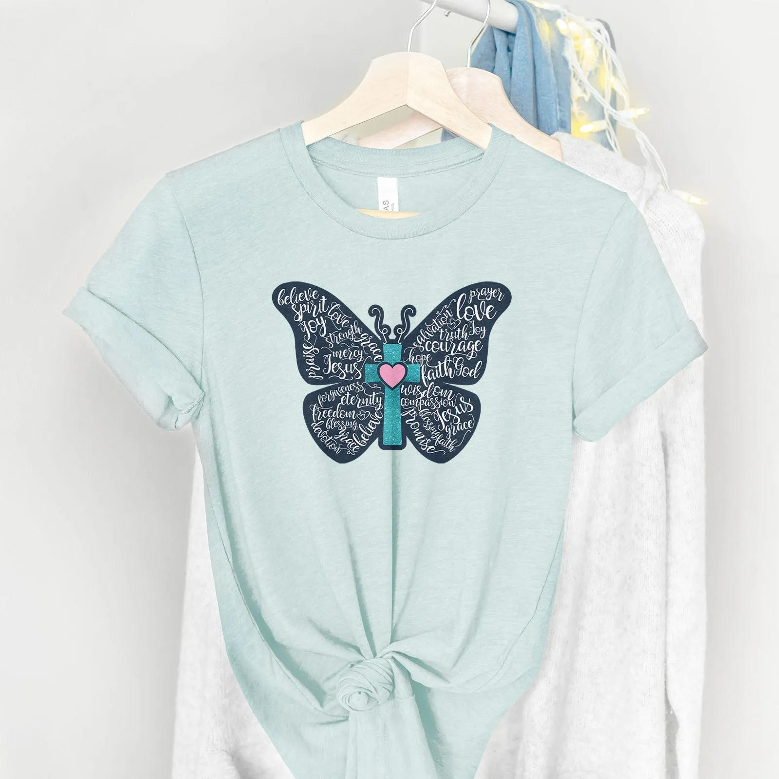 Christian Butterfly Tee Shirts For Women - Christian Shirts for Women - Religious Tee Shirts