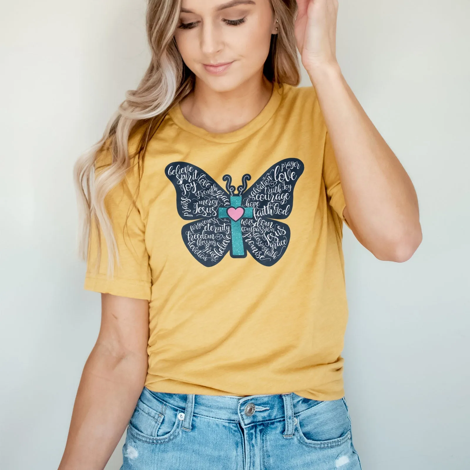 Christian Butterfly Tee Shirts For Women - Christian Shirts for Women - Religious Tee Shirts