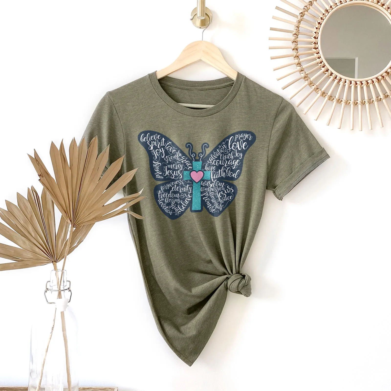 Christian Butterfly Tee Shirts For Women - Christian Shirts for Women - Religious Tee Shirts