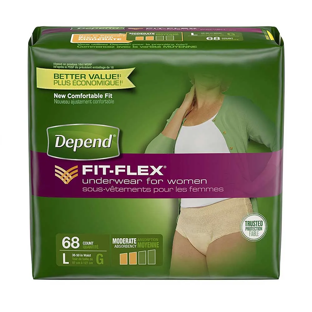 Depend 38535 Women's Moderate Absorbency Underwear, Pack of 21