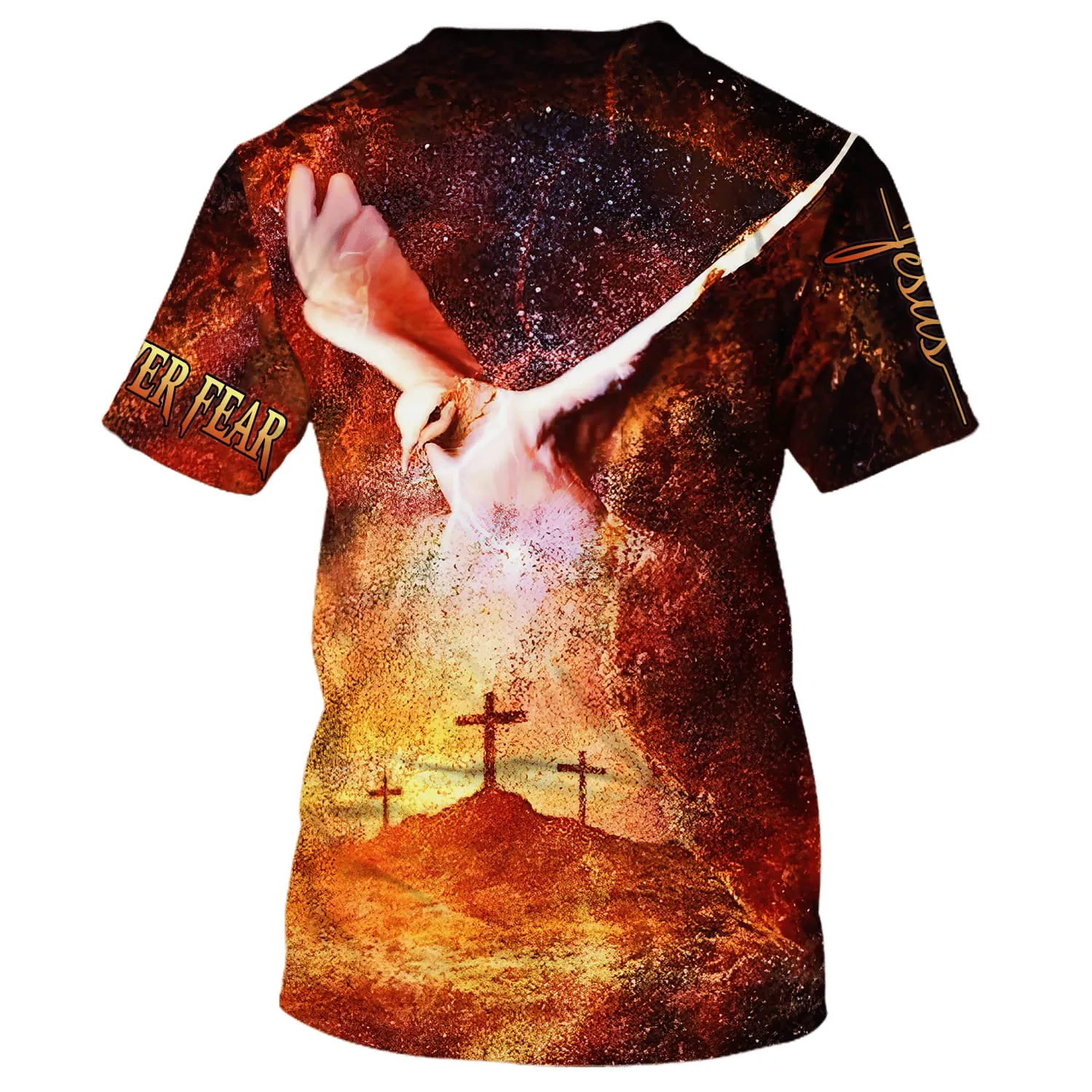 Faith Over Fear White Dove Cross 3D All Over Printed Shirt for Men and Women