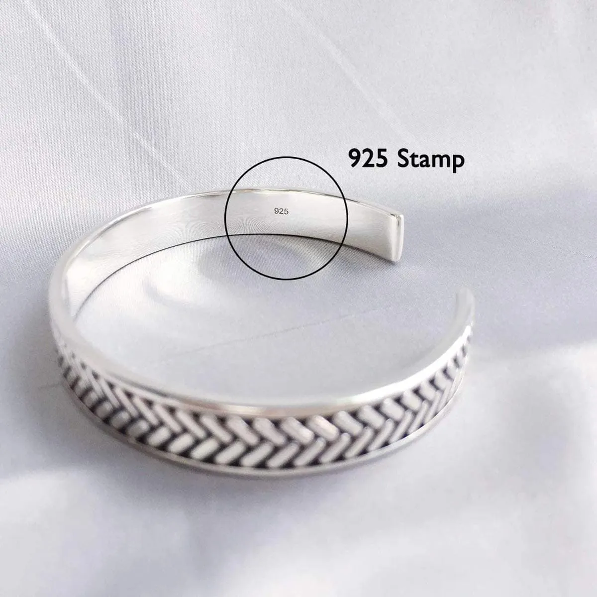 FANCIME FEARLESSNESS Mens Open Cuff Sterling Silver Bracelet