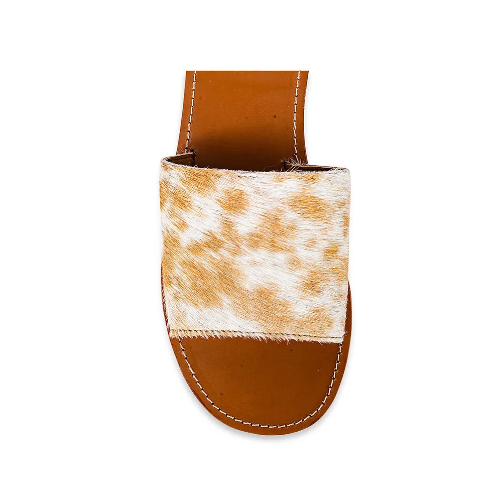 Kemma Hair-On Hide Sandals In Light And Caramel