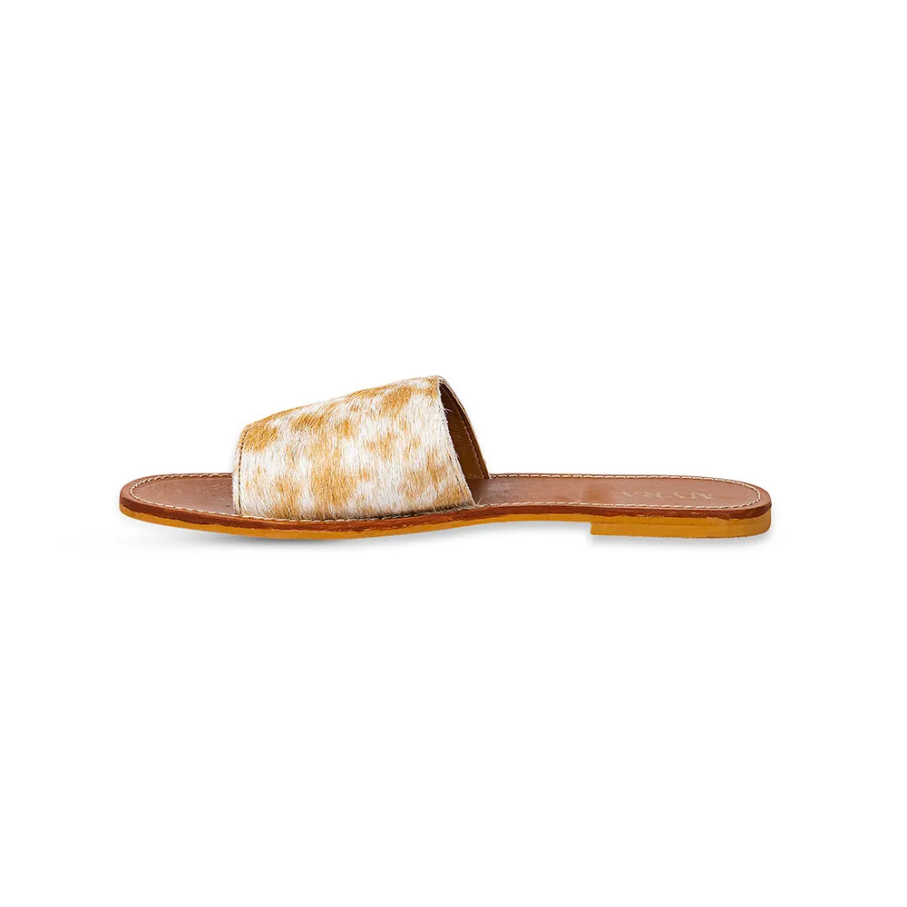 Kemma Hair-On Hide Sandals In Light And Caramel