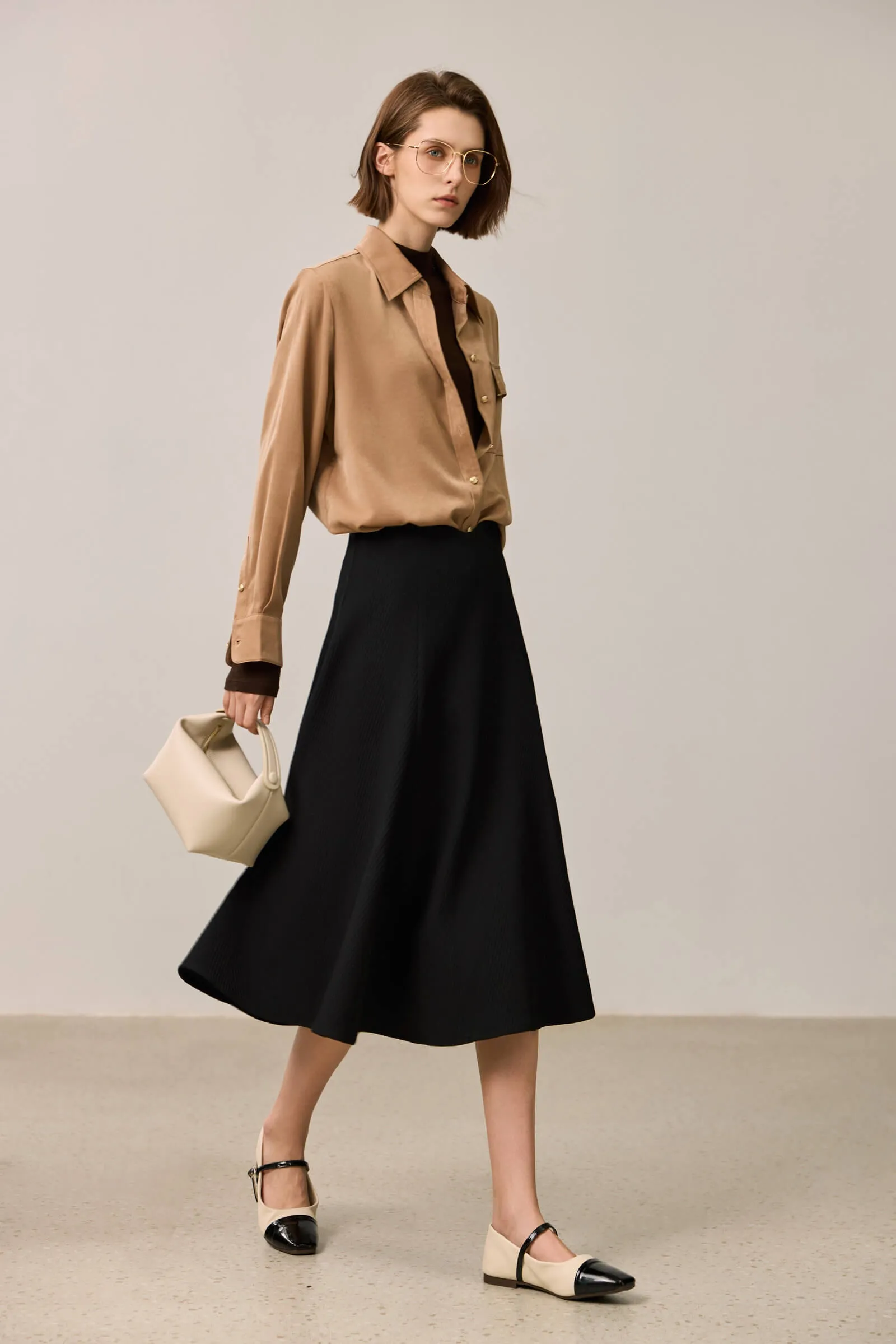 LILY Hepburn-Style High-Waist A-Line Skirt