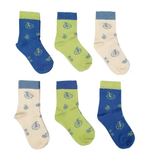 Little Team Cotton Rich Seamless Socks Bike 6Pk (1-10yrs)