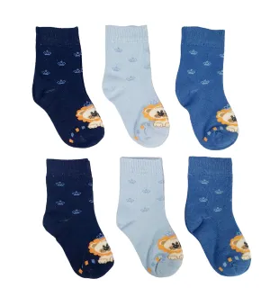 Little Team Cotton Rich Seamless Socks Lion 6Pk (0-4yrs)