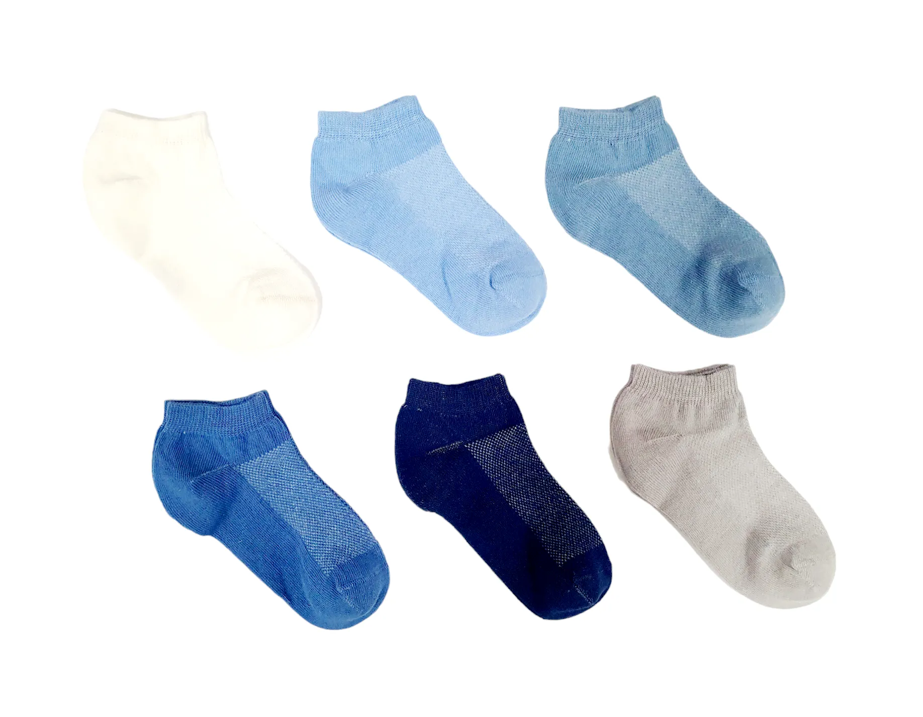 Little Team Cotton Rich Trainer Socks Blue Plain 6Pk (7-8yrs)