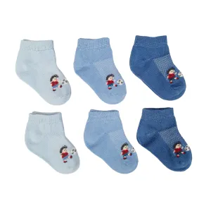 Little Team Cotton Rich Trainer Socks Football 6Pk (0-6yrs)