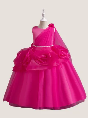 Long dress host mid-waist diamond dress organza flower skirt