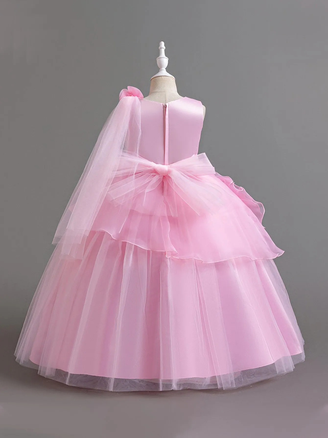 Long dress host mid-waist diamond dress organza flower skirt