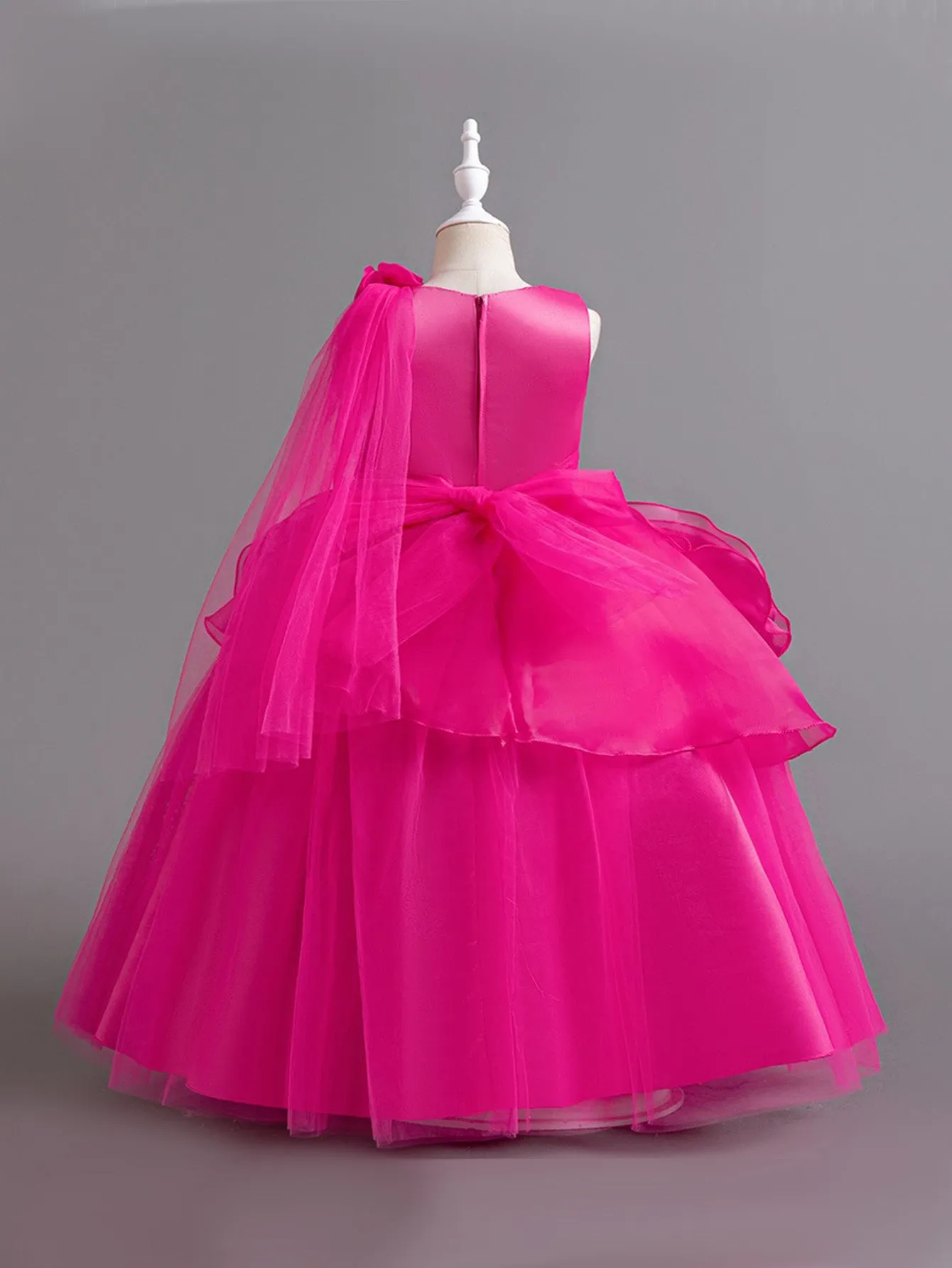 Long dress host mid-waist diamond dress organza flower skirt