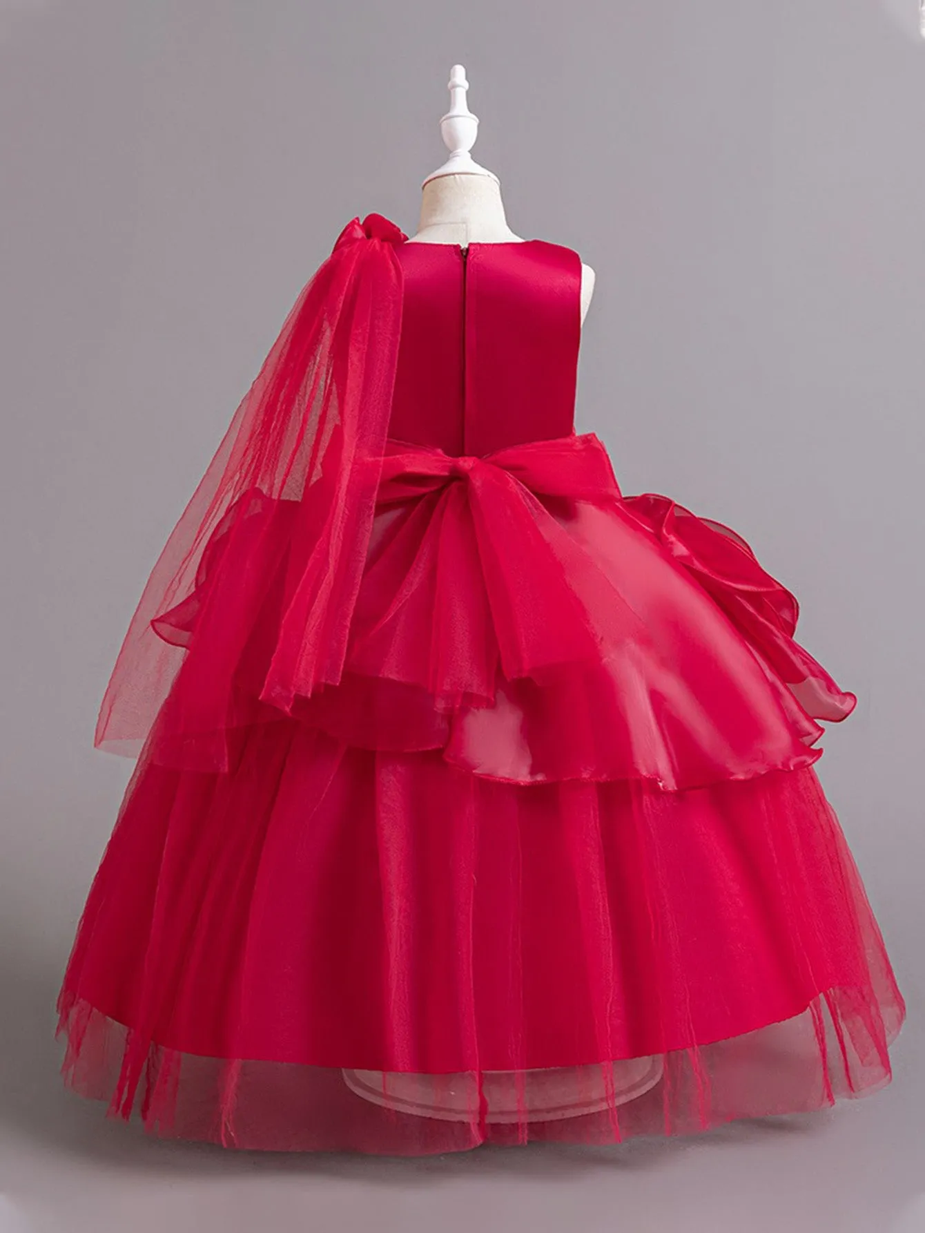 Long dress host mid-waist diamond dress organza flower skirt