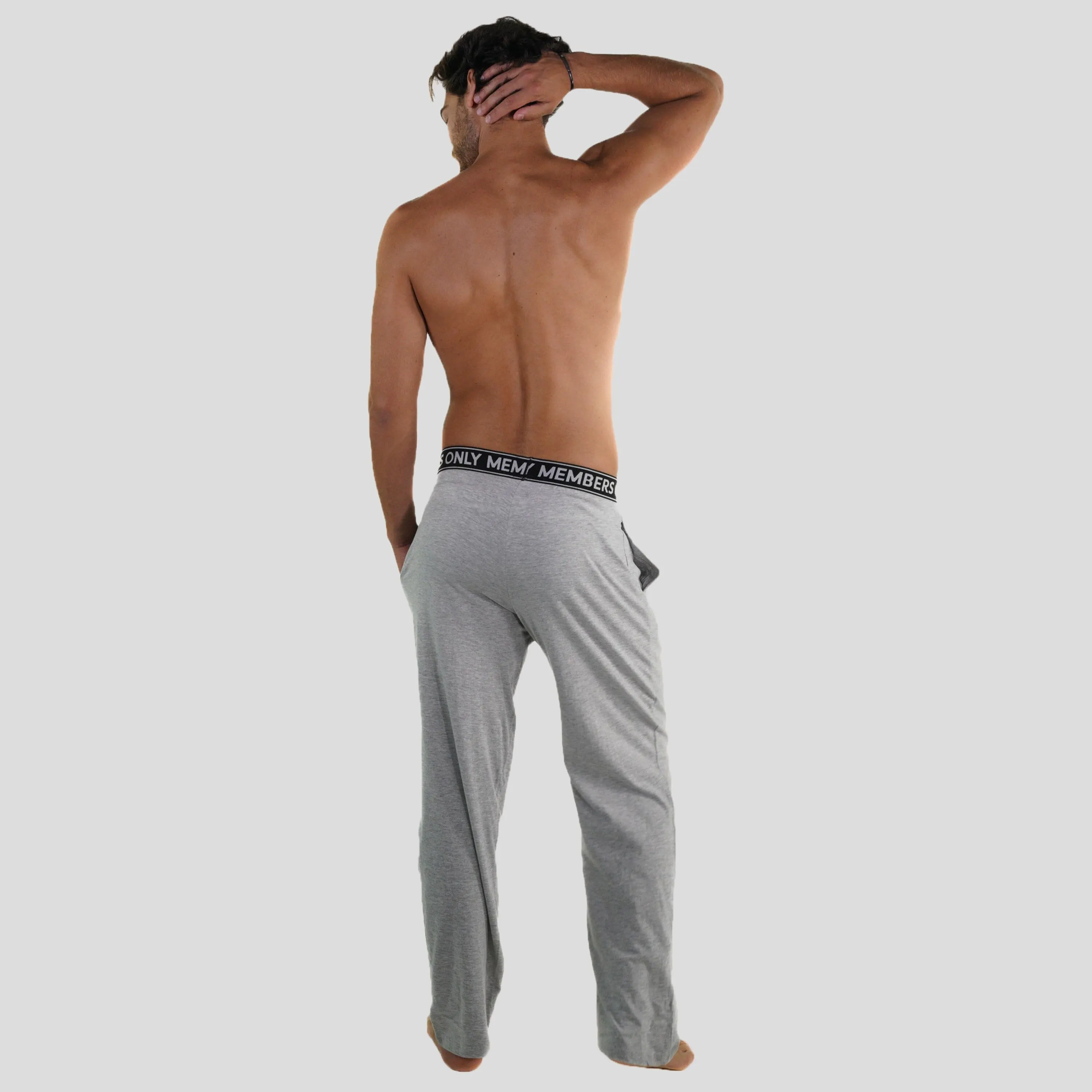 Members Only Men's Jersey Sleep Pant Logo Elastic - Grey