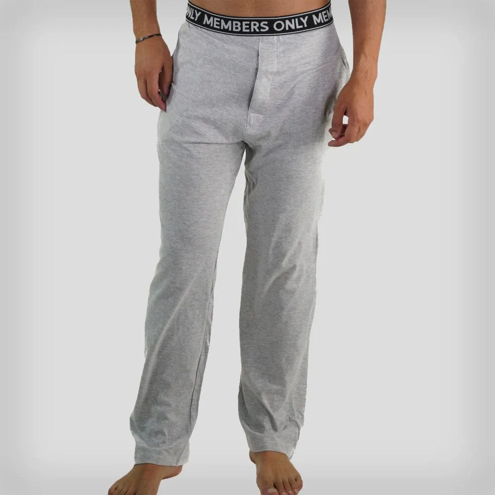 Members Only Men's Jersey Sleep Pant Logo Elastic - Grey