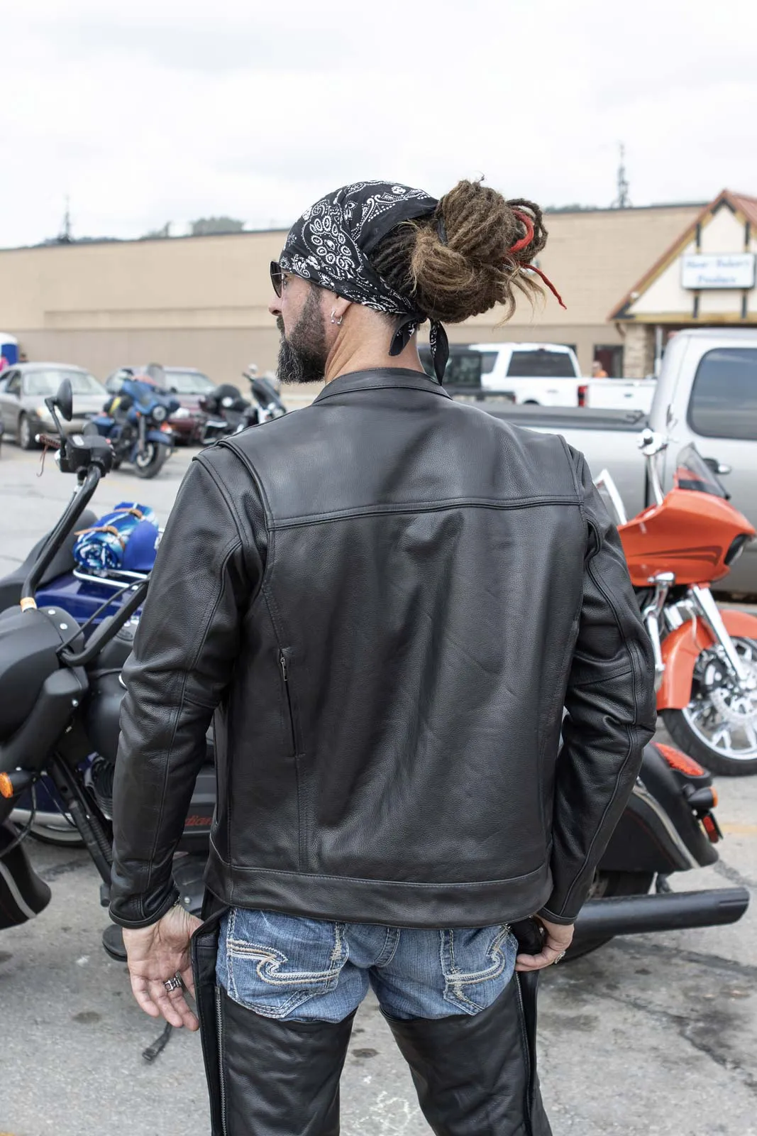 Milwaukee Leather MLM1506 Men's 'Cool-Tec' Black Real Leather Scooter Style Motorcycle Jacket with Utility Pockets