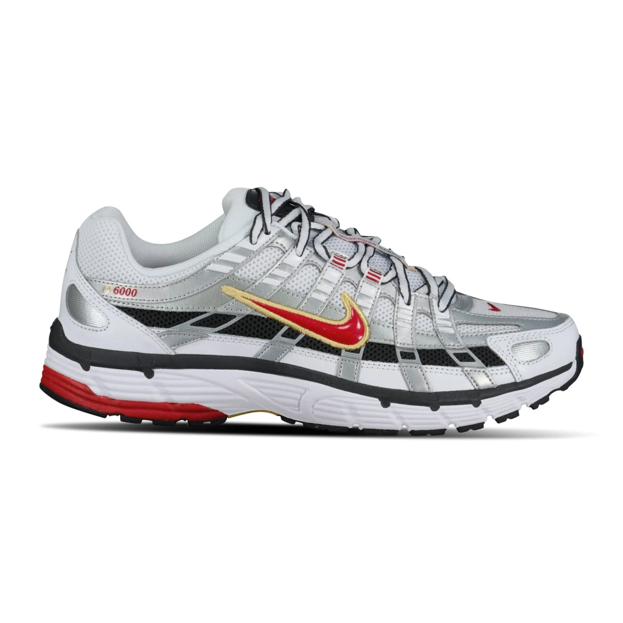 NIKE P-6000 WHITE/GREY/RED TRAINERS