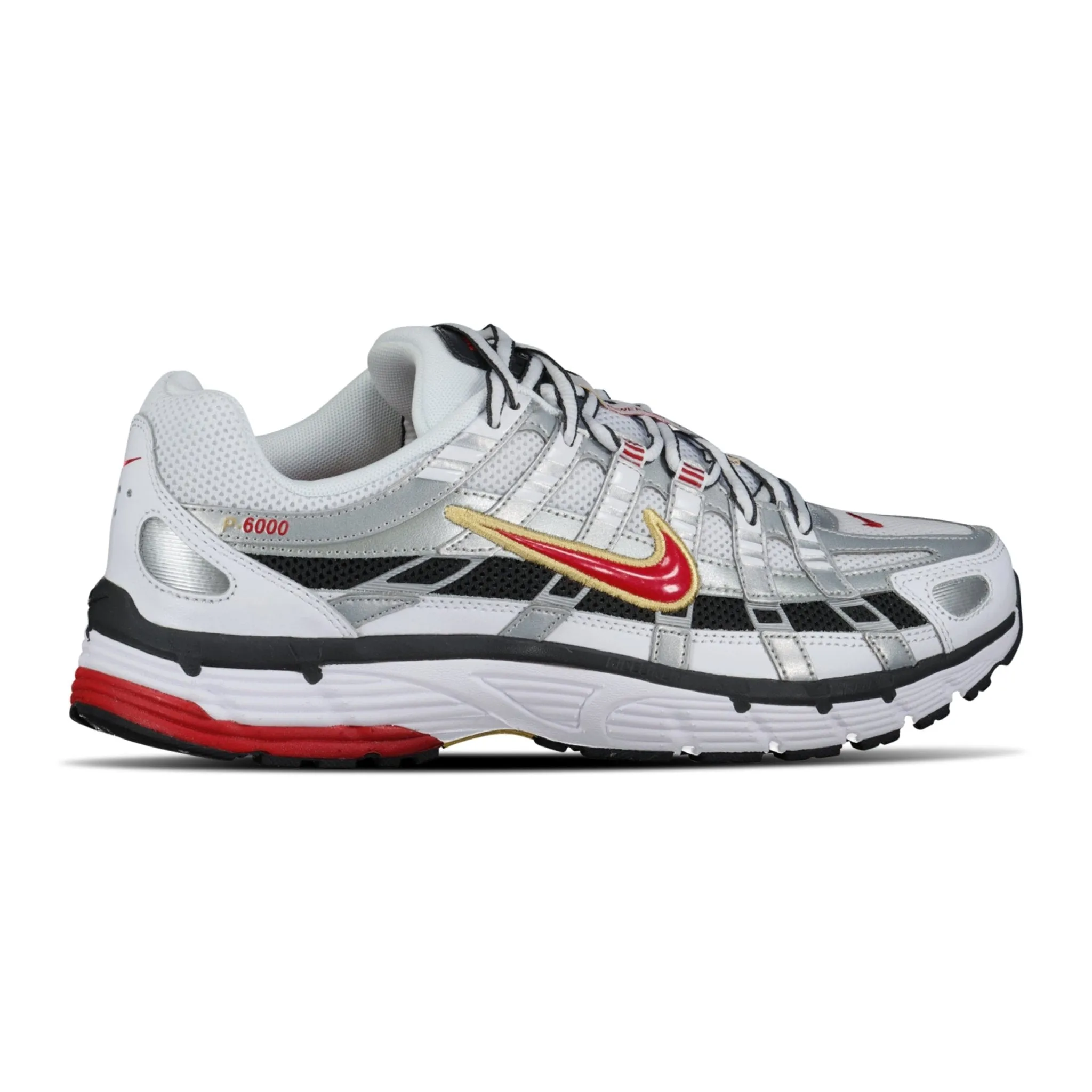 NIKE P-6000 WHITE/GREY/RED TRAINERS