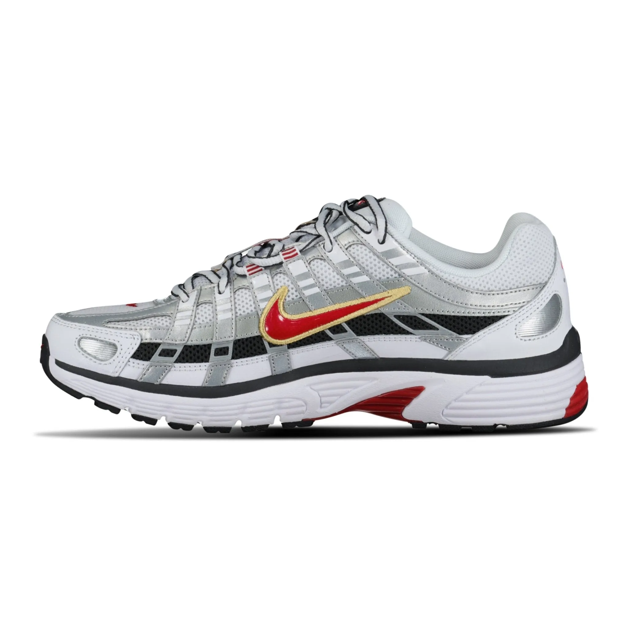 NIKE P-6000 WHITE/GREY/RED TRAINERS