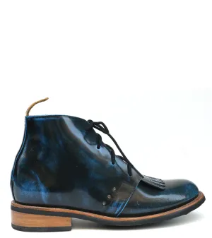 No.1048 RUNWAY chukka boot with kiltie Black blue ruboff