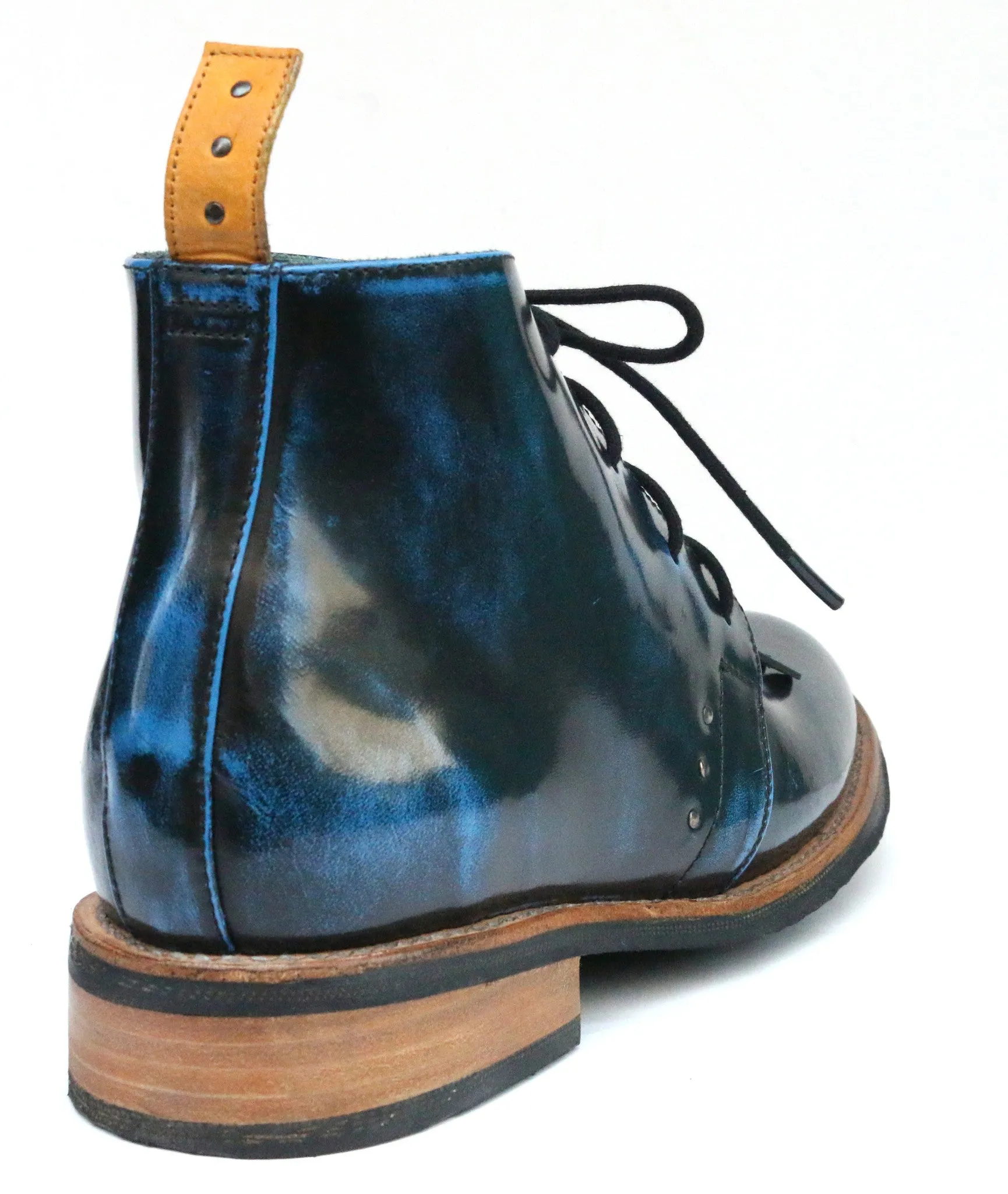 No.1048 RUNWAY chukka boot with kiltie Black blue ruboff