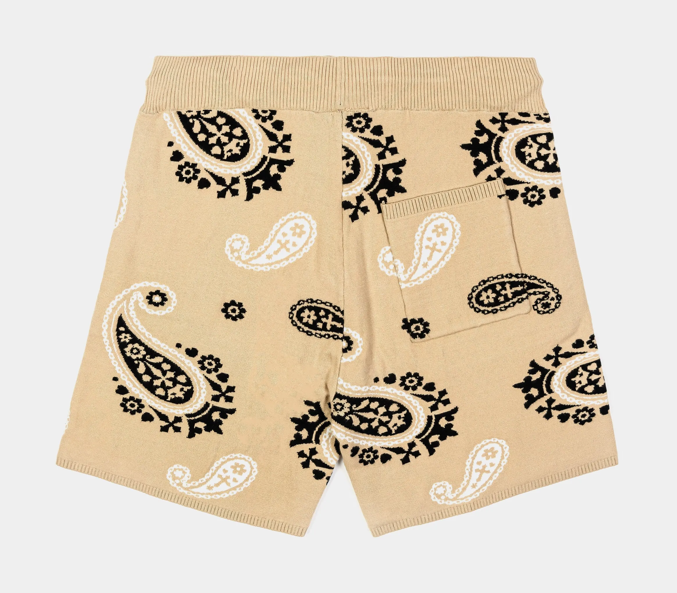 Paisley Knit Mens Shorts (Tan/Black)