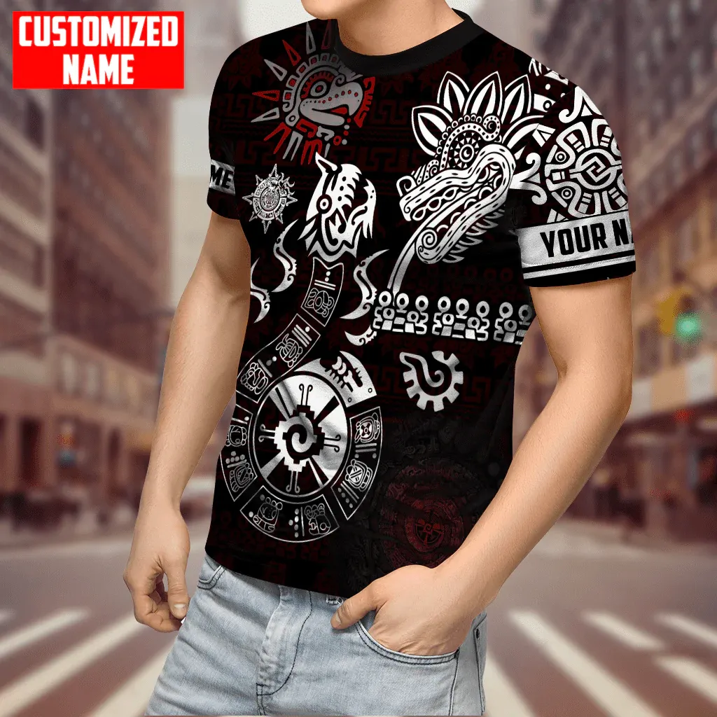 Personalized Aztec Mayan T Shirt Men Women Aztec Mexican Quetzalcoatl Tattoo Shirts